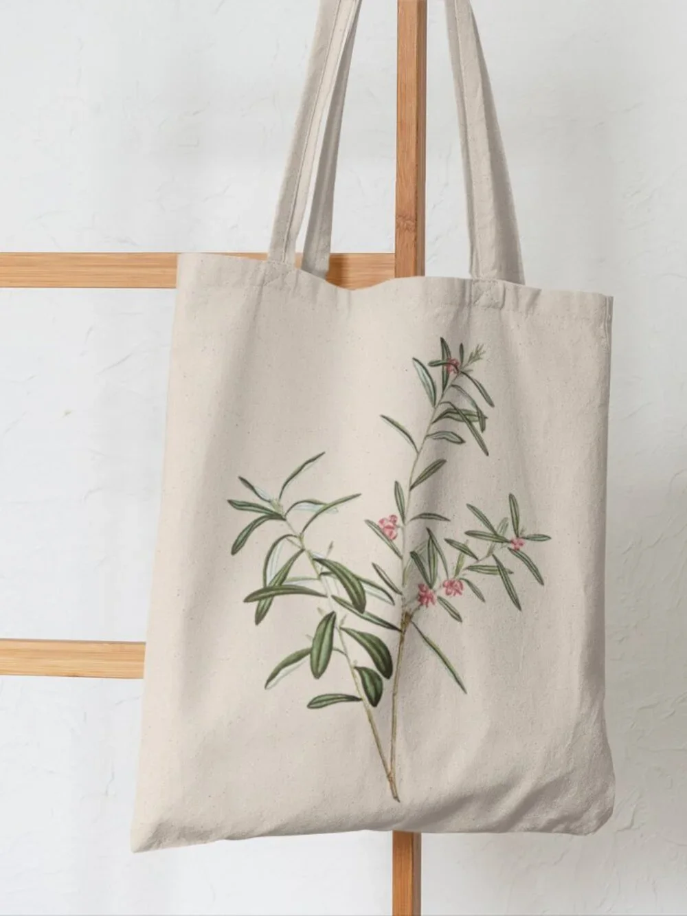 Bog Rosemary Vintage Floral Print Graphic Canvas Tote Bag